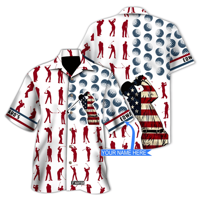Golf Shirt - Golf Today For Hole In One American Flag Pattern Unique Custom Hawaiian Shirt RE