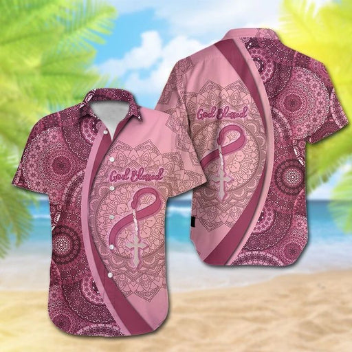 Breast Cancer Awareness Shirts - Brca Gene Pink Ribbon Flower God Blessed Mandala Unique Aloha Hawaiian Shirt