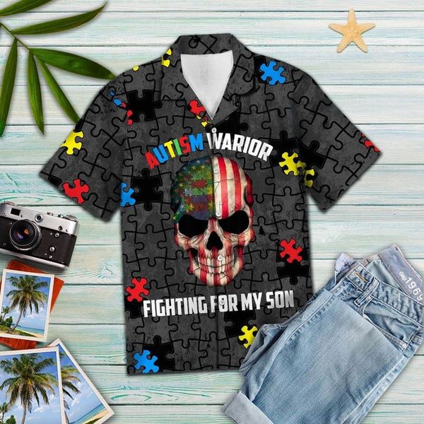 Autism Awareness Shirt - Autism Warrior Waiting For My Son Hawaiian Shirt