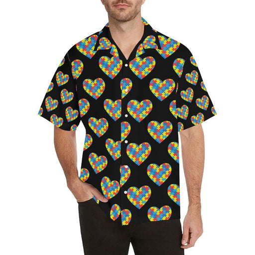 Autism Awareness Shirt - Autism Multiple Heart Design Hawaiian Shirt