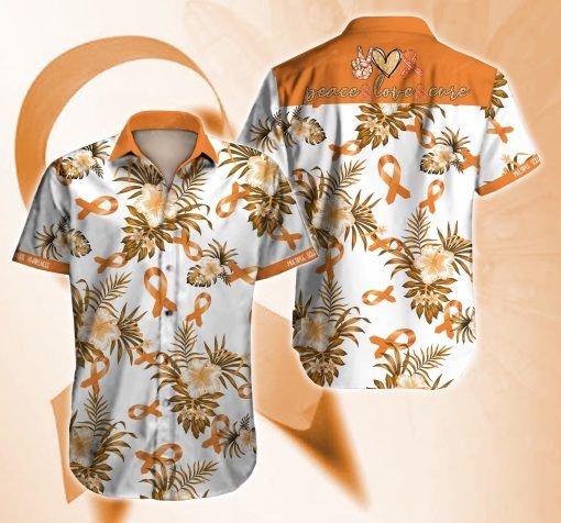 Multiple Sclerosis Awareness Orange Ribbon Unisex Hawaii Shirt