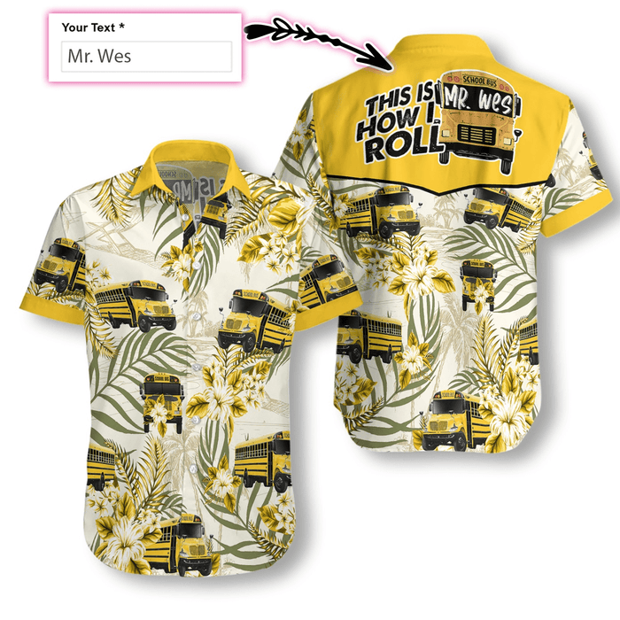 Personalized School Bus Driver Tropical Pattern Unisex Hawaiian Shirt