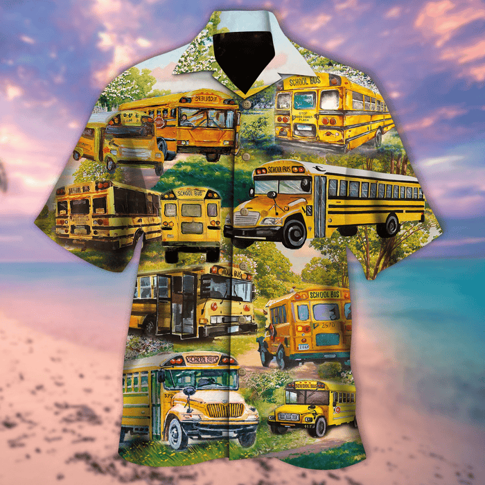 Yellow School Bus Colorful Amazing Unisex Hawaiian Shirt