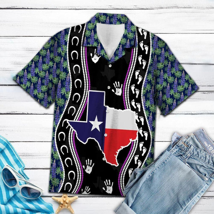 Texas Bluebonnet Black Blue Best Design Unisex Hawaiian Shirt