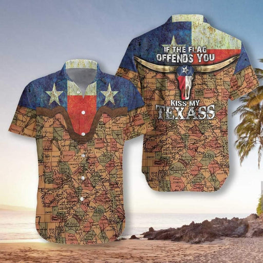 If The Flag Offends You Kiss My Texas Unisex Hawaiian Shirt