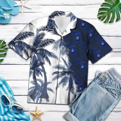 Michigan Dark Blue Awesome Design Unisex Hawaiian Shirt