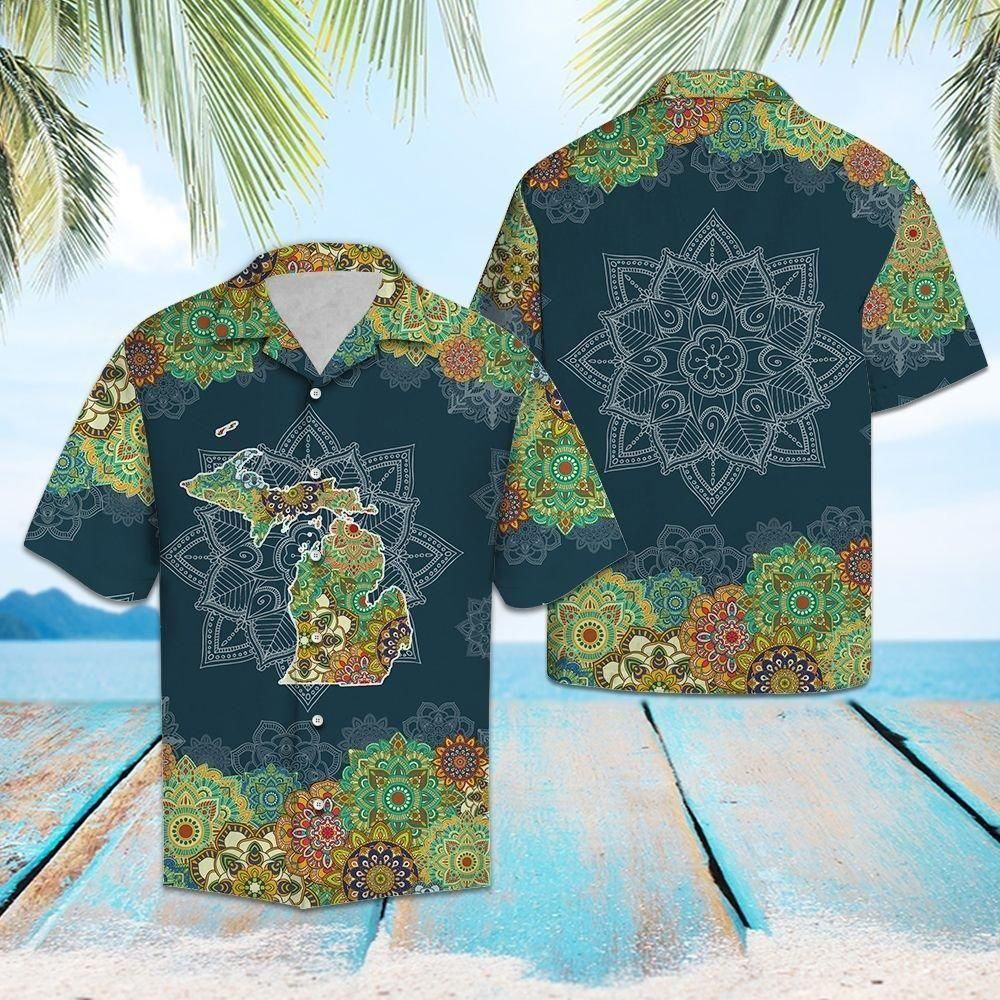 Michigan Floral Mandala Hawaiian Shirt