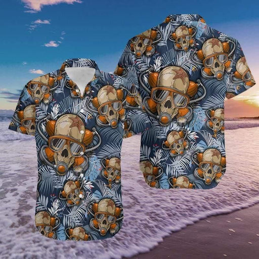 Skull Diving Multicolor Unique Design Unisex Hawaiian Shirt