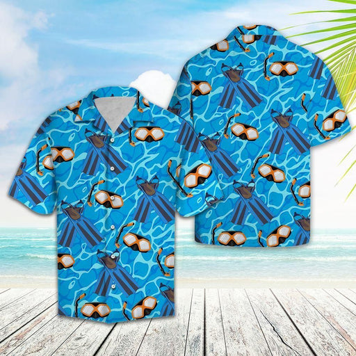 Scuba Diving Items Blue Nice Unique Design Unisex Hawaiian Shirt