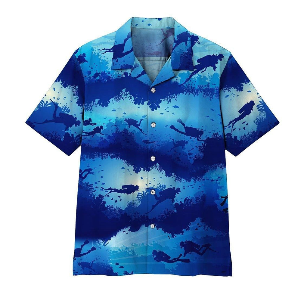 3D Scuba Diving Blue Ocean Layer Unique Design Unisex Hawaiian Shirt