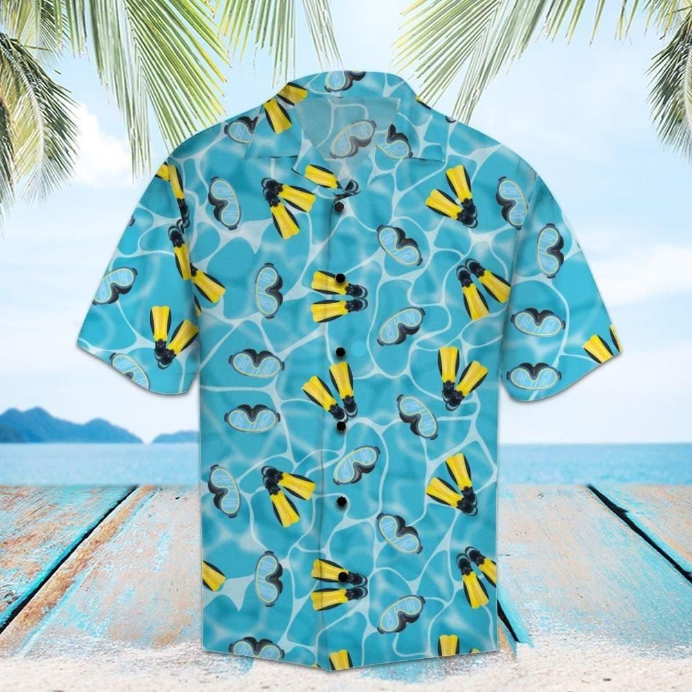 Scuba Diving Equipment Blue Sea Unique Design Unisex Hawaiian Shirt