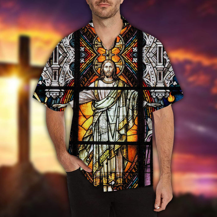 Jesus Shirt - Jesus Is Lord Of My Gospel Stained Glass Pattern Unique Hawaiian Shirt