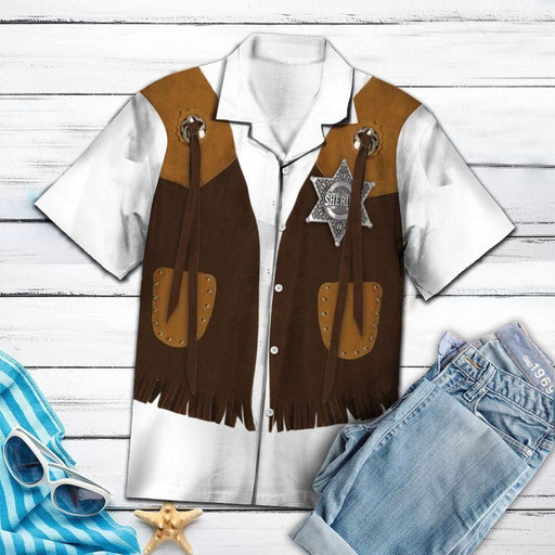 Cowboy Sheriff Brown Awesome Design Unisex Hawaiian Shirt