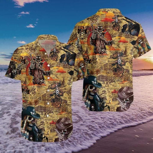 Cowboy Skull Colorful Best Unisex Hawaiian Shirt