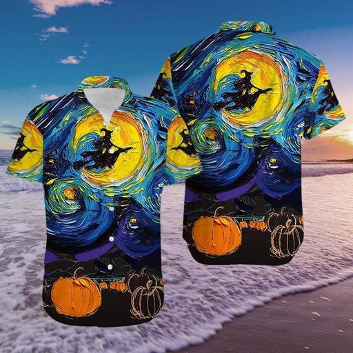 Witches Pumpkin Halloween Art Unique Hawaiian Shirts