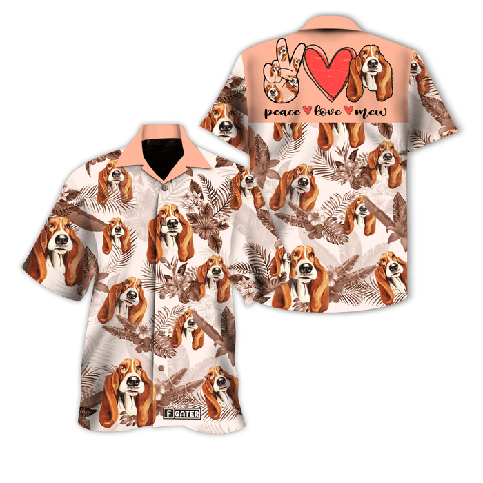 Basset Hound Shirt - Personalized Peace Love Basset Hound Custom Hawaiian Shirt - RE