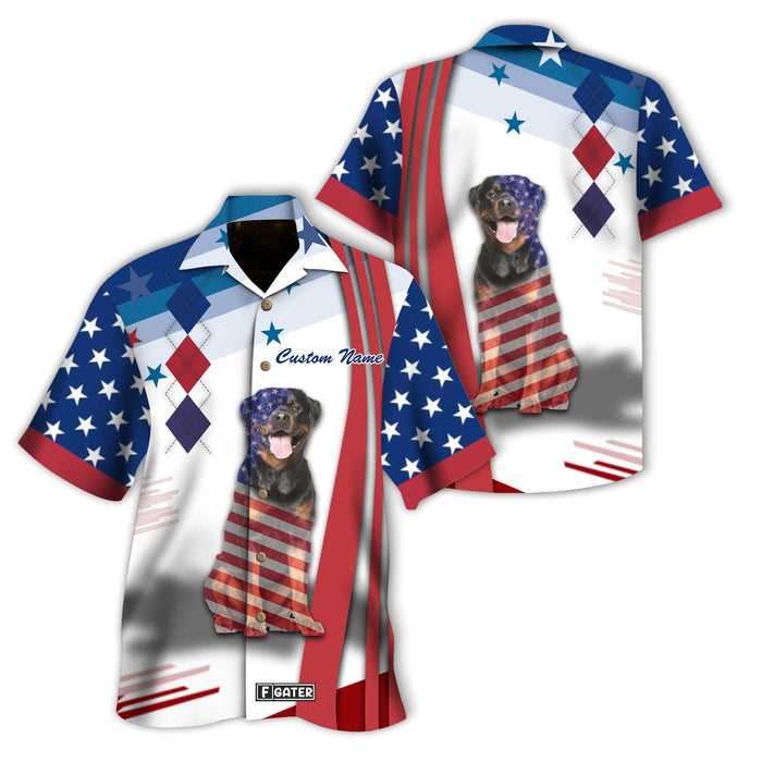 Dog Rottweiler Patriotic 4th Of July Personalized Hawaiian Shirt