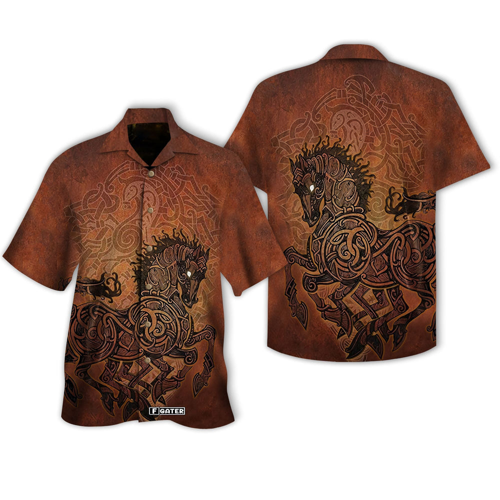 Viking Shirts - Nordic Viking Sleipnir Colorful Unique - Viking Hawaiian Shirt