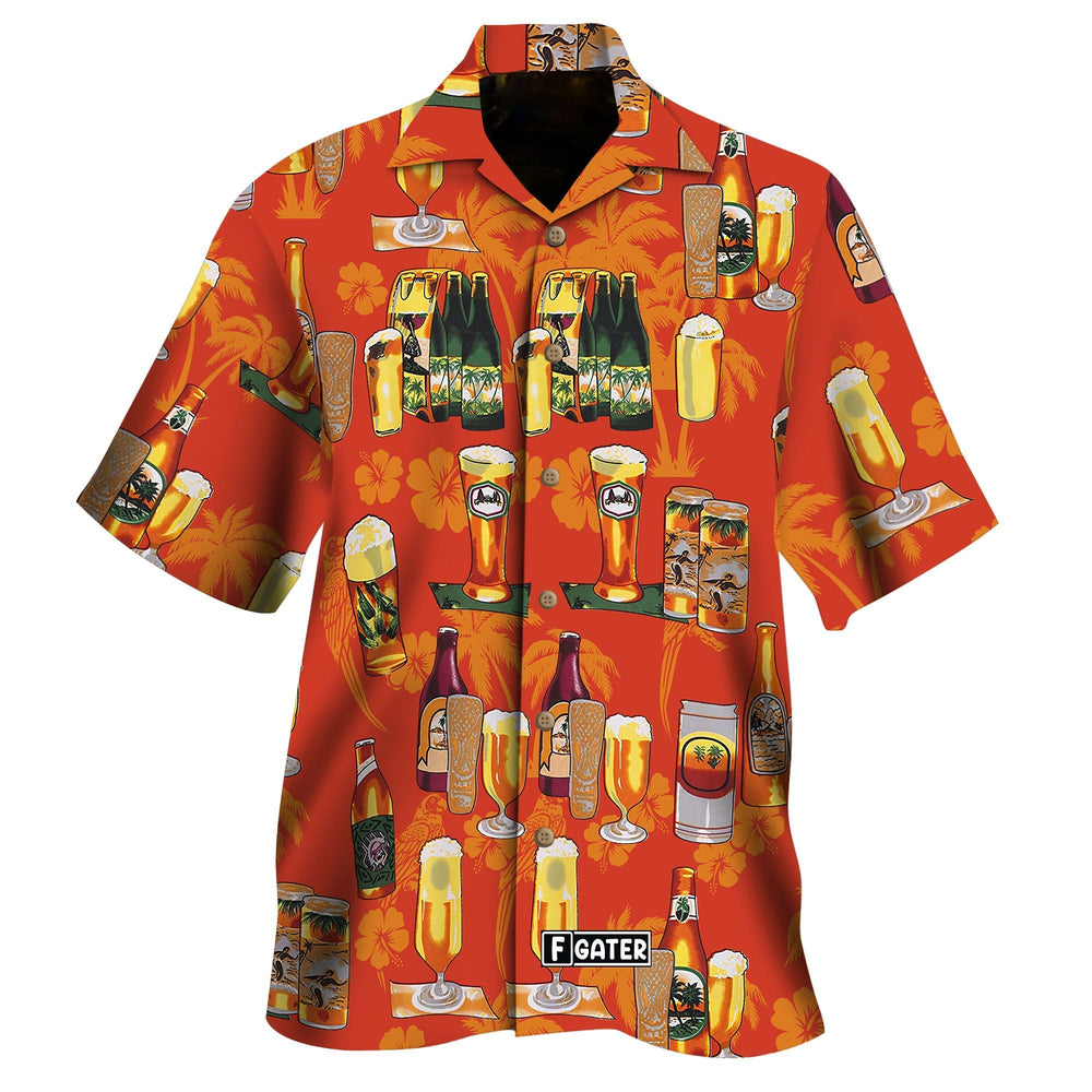Beer Hawaiian Shirt - Enjoy Drinking Beer Orange