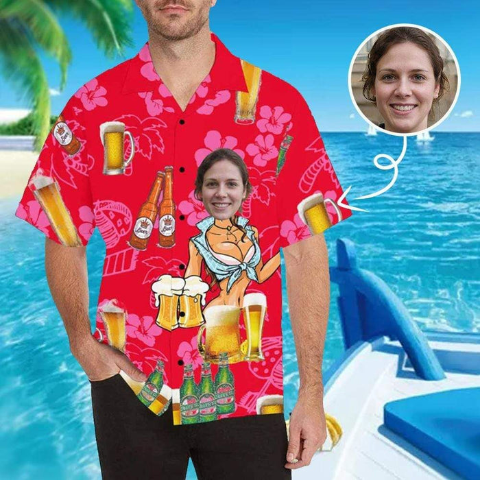 Custom Face Beer Men's All Over Print Hawaiian Shirt