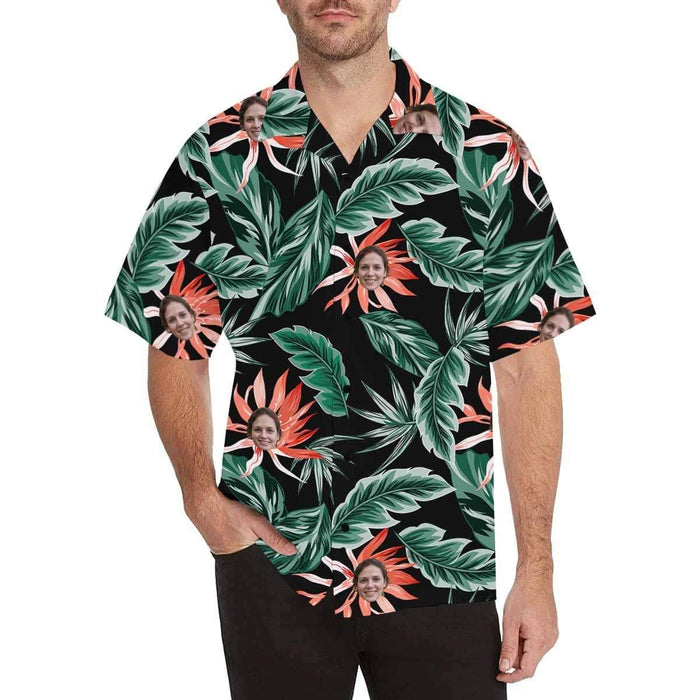 Custom Face Leaves Men's All Over Print Hawaiian Shirt T3