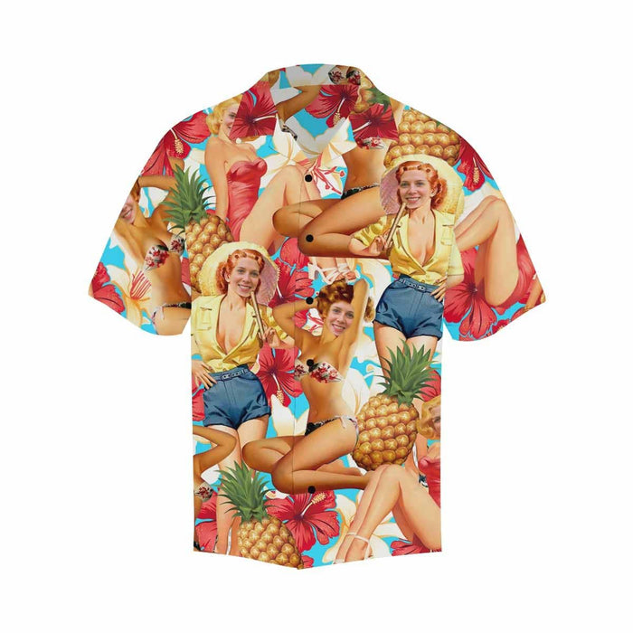 Custom Face Beautiful Lady Men's All Over Print Hawaiian Shirt
