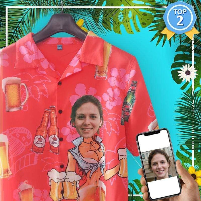 Custom Face Beer Men's All Over Print Hawaiian Shirt
