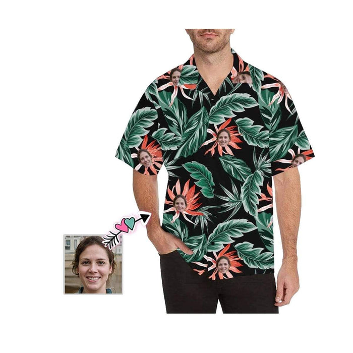 Custom Face Leaves Men's All Over Print Hawaiian Shirt T3