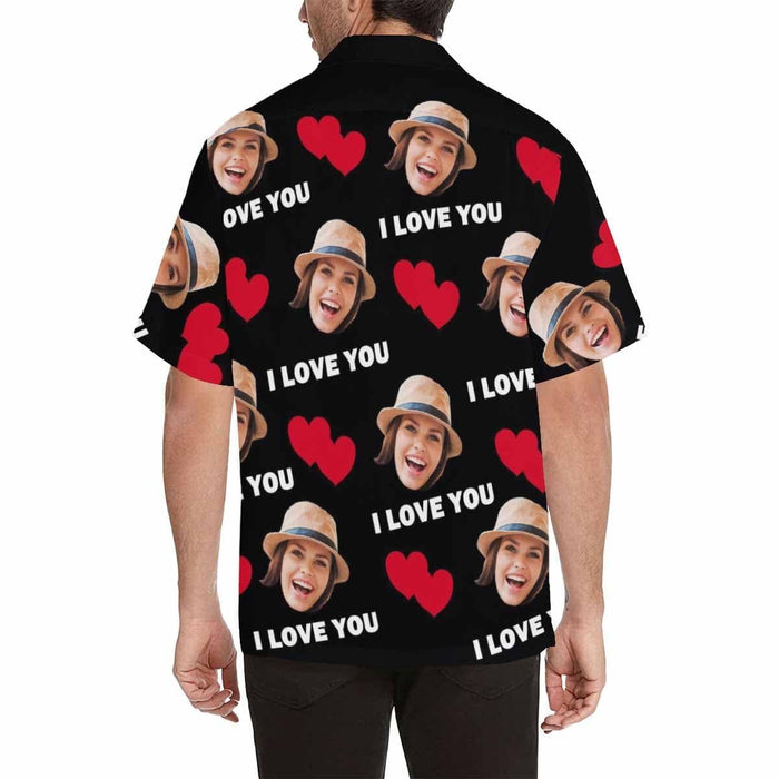 Custom Face I Love You Men's All Over Print Hawaiian Shirt