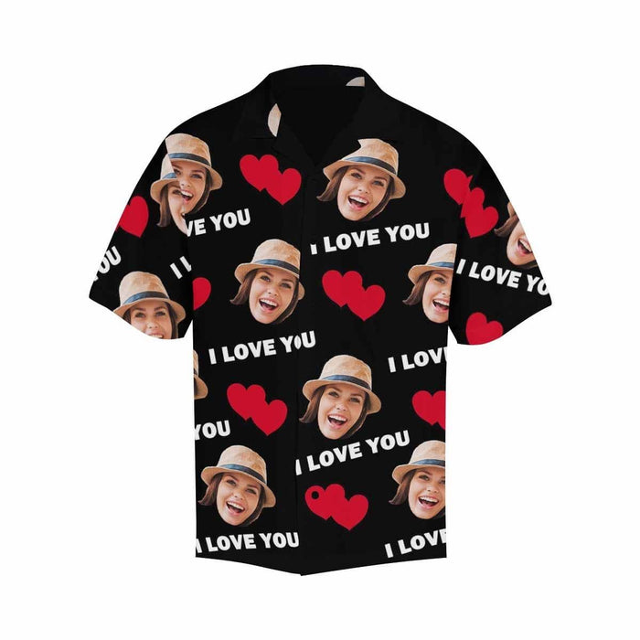 Custom Face I Love You Men's All Over Print Hawaiian Shirt