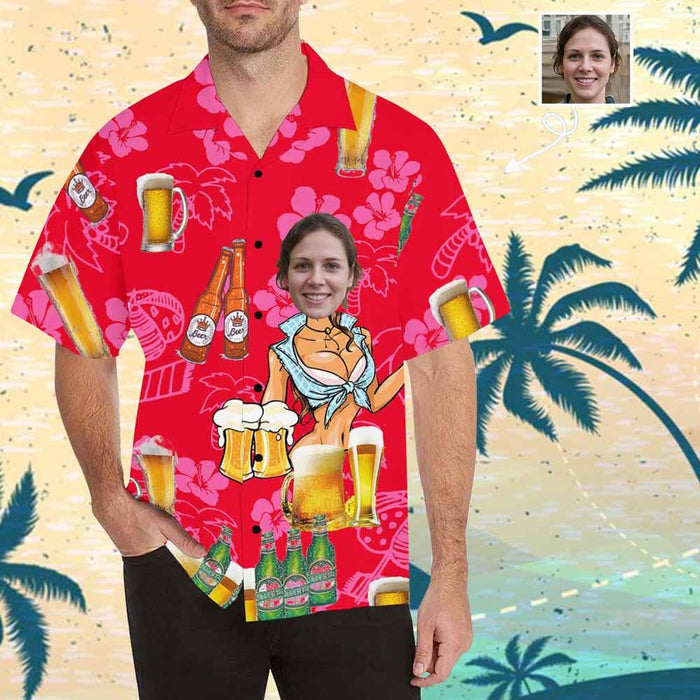 Custom Face Beer Men's All Over Print Hawaiian Shirt