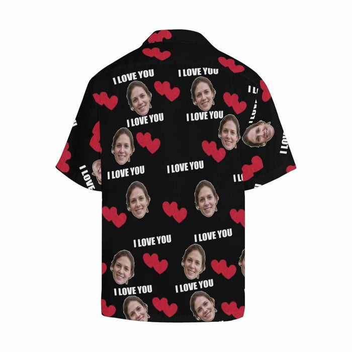 Custom Face Love You Men's All Over Print Hawaiian Shirt