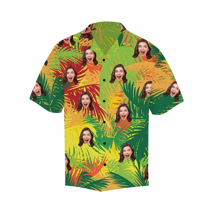 Custom Face Beautiful Leaves Men's Hawaiian Shirt