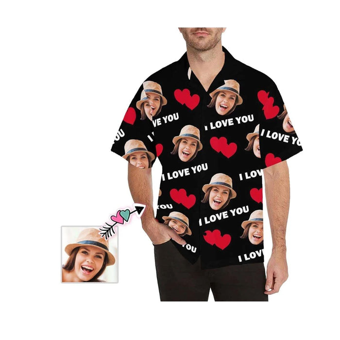 Custom Face I Love You Men's All Over Print Hawaiian Shirt