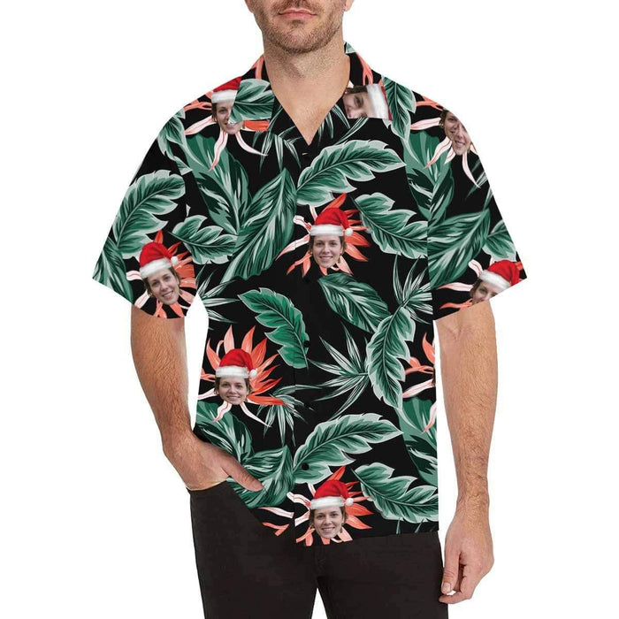 Custom Face Leaves Men's All Over Print Hawaiian Shirt T3