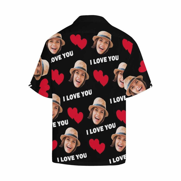 Custom Face I Love You Men's All Over Print Hawaiian Shirt