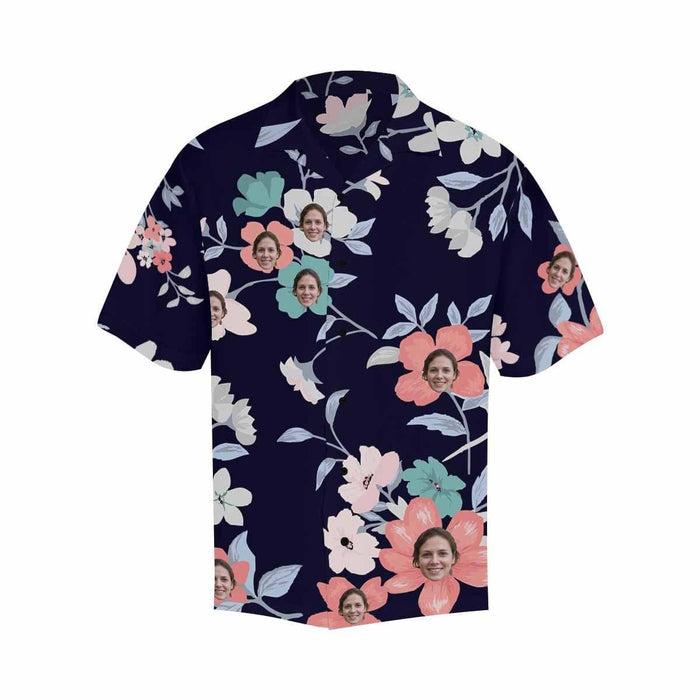 Custom Face Flower Branch Men's All Over Print Hawaiian Shirt