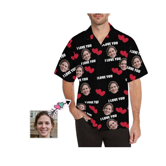 Custom Face Love You Men's All Over Print Hawaiian Shirt