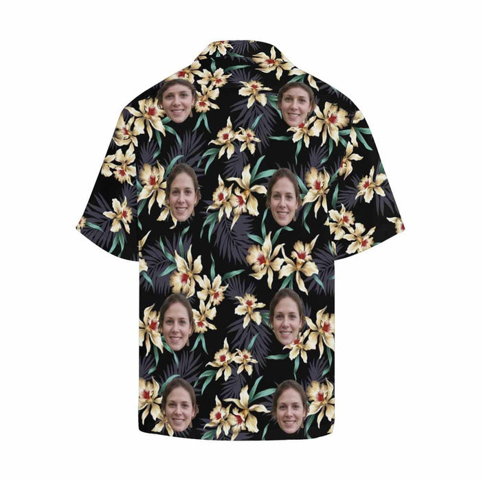 Custom Face Lily Flowers Men's All Over Print Hawaiian Shirt