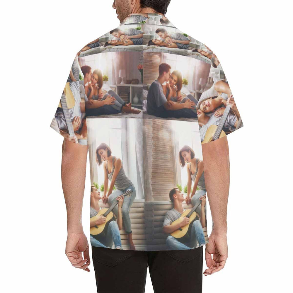 Custom Photo Couple Men's All Over Print Hawaiian Shirt