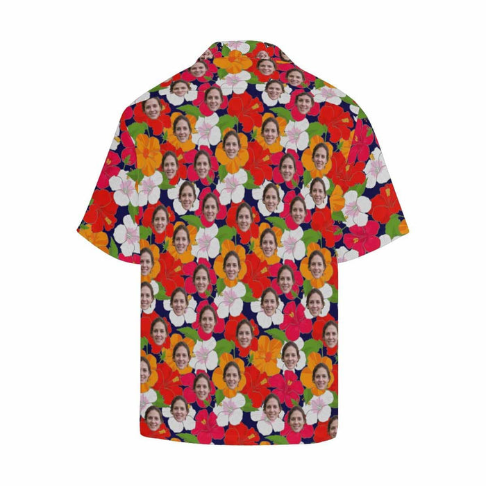 Custom Face Hibiscus Syriacus Men's All Over Print Hawaiian Shirt