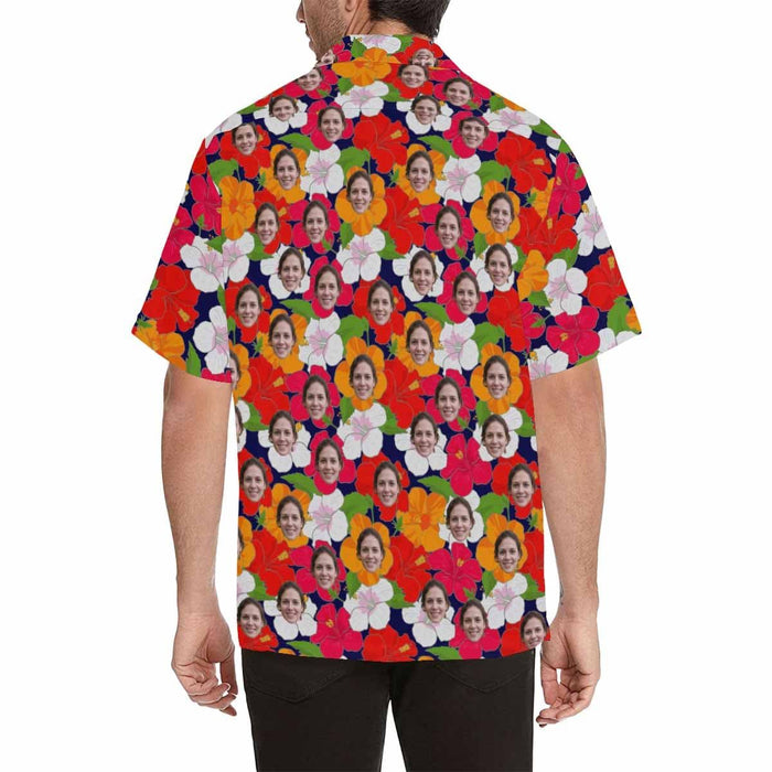 Custom Face Hibiscus Syriacus Men's All Over Print Hawaiian Shirt
