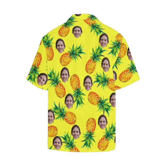 Custom Face Pineapple Yellow Girlfriend Men's All Over Print Hawaiian Shirt
