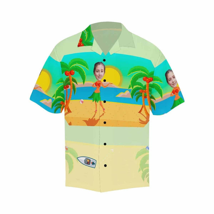 Custom Girlfriend Face Sea Beach Men's All Over Print Hawaiian Shirt