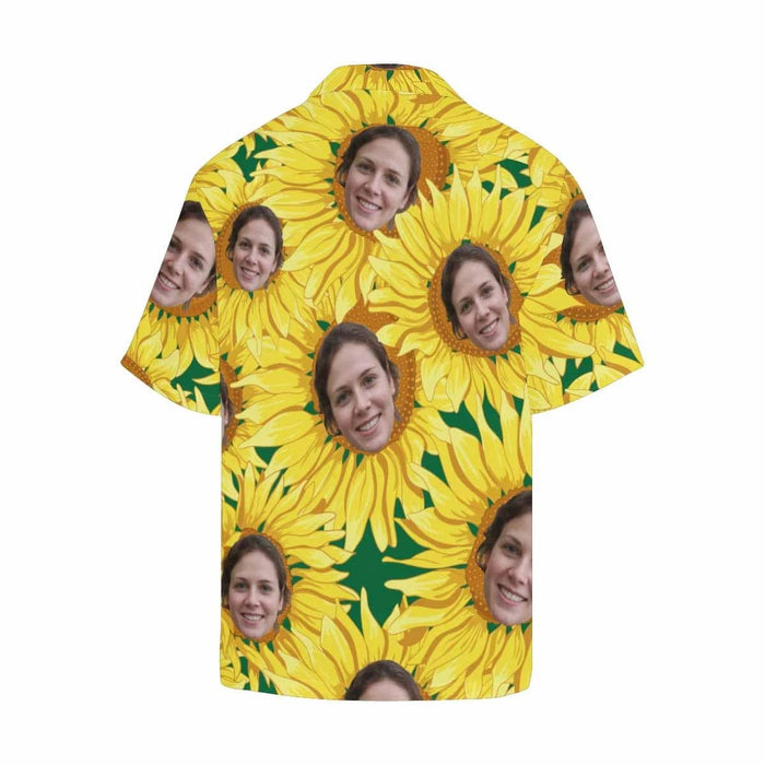 Custom Face Sunflower Men's All Over Print Hawaiian Shirt