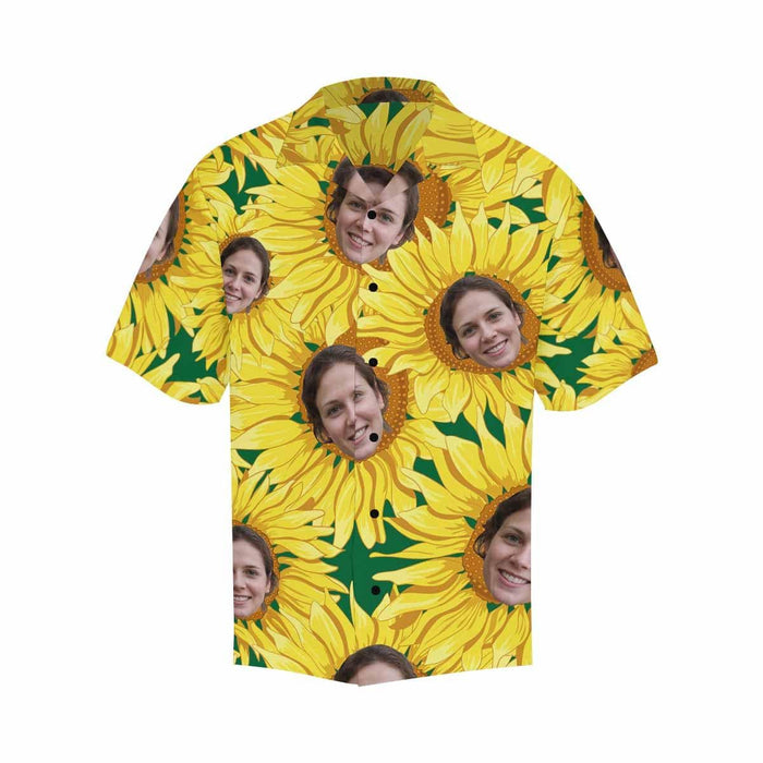 Custom Face Sunflower Men's All Over Print Hawaiian Shirt
