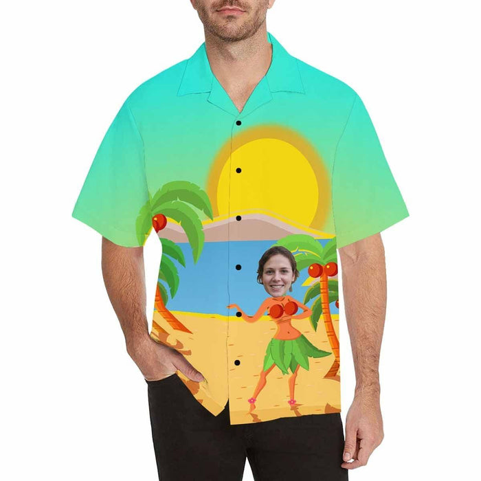 Custom Face Sunset Dance Men's All Over Print Hawaiian Shirt