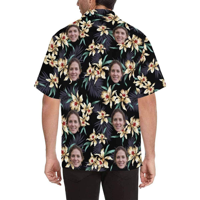 Custom Face Lily Flowers Men's All Over Print Hawaiian Shirt