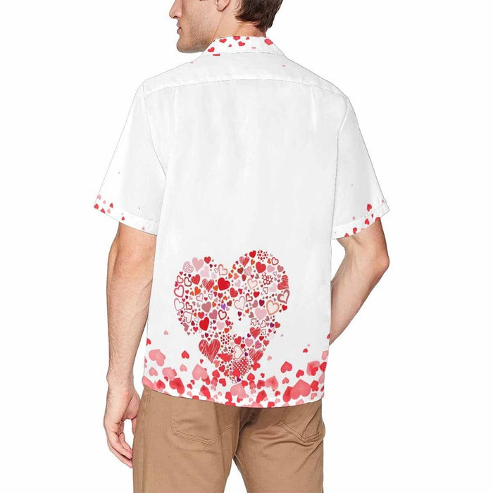 Custom Face&Name Heart Men's All Over Print Hawaiian Shirt With Chest Pocket