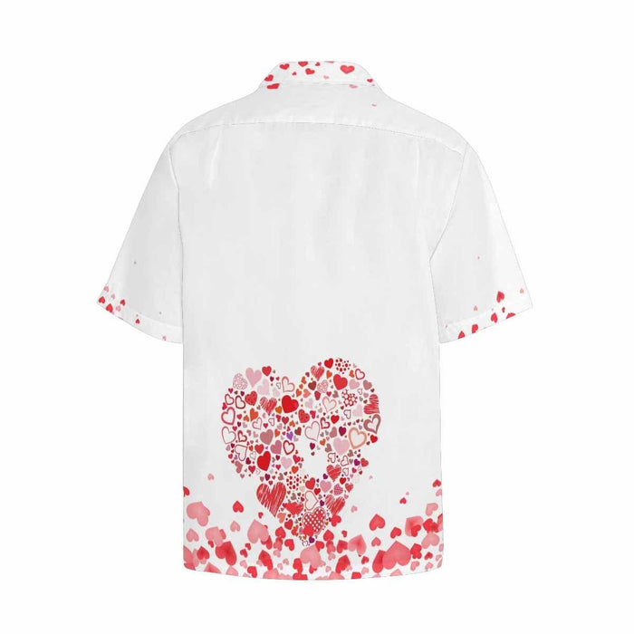 Custom Face&Name Heart Men's All Over Print Hawaiian Shirt With Chest Pocket